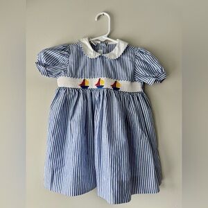 Vive La Fête | Blue Stripe Sailboat Dress
